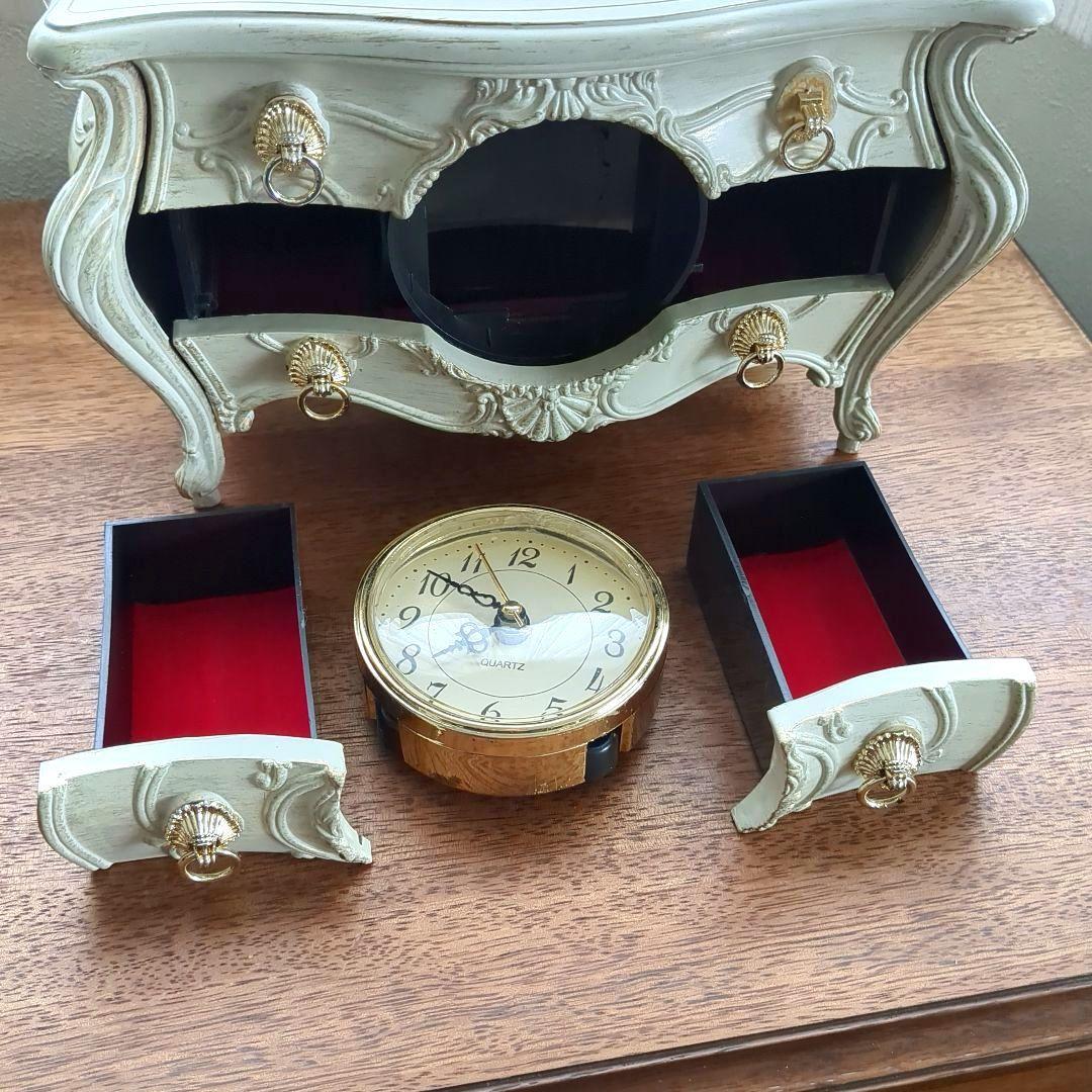 ミニドレッサー ジュエリーボックス クラシックアンティーク 時計 ミラー