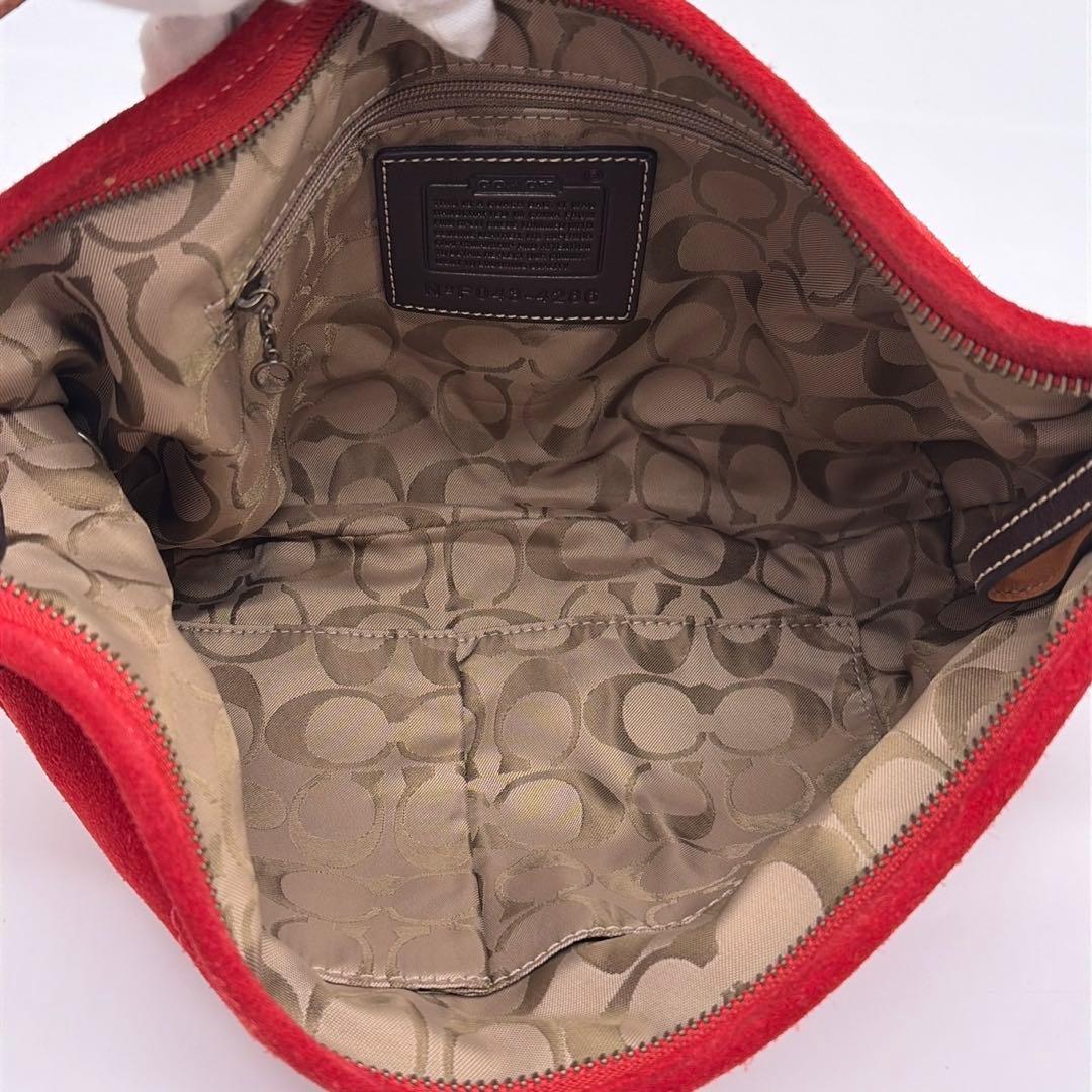 美品✨ コーチ COACH ショルダーバッグ ワンショルダー スエード レッド
