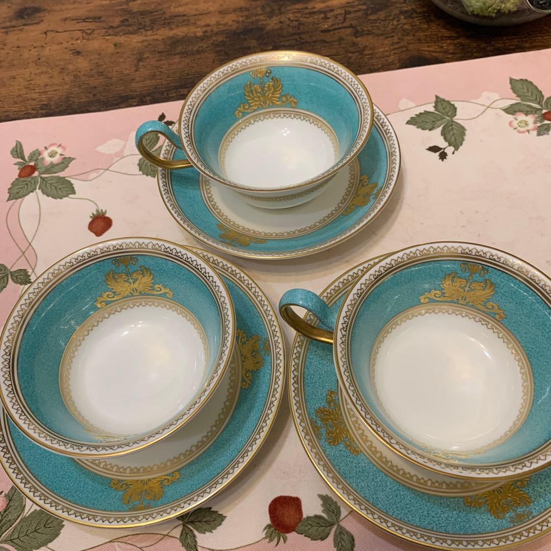 未使用　ウェッジウッド コロンビア　パウダー　ターコイズ　ティーカップ　ポット