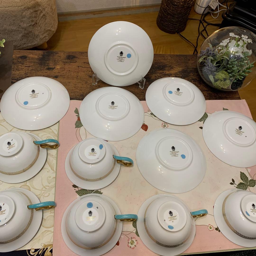未使用　ウェッジウッド コロンビア　パウダー　ターコイズ　ティーカップ　ポット