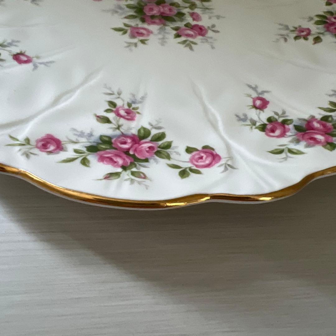 英国アンティーク エインズレイ グロットローズ 皿 ピンク　バラ　２２cm 美品