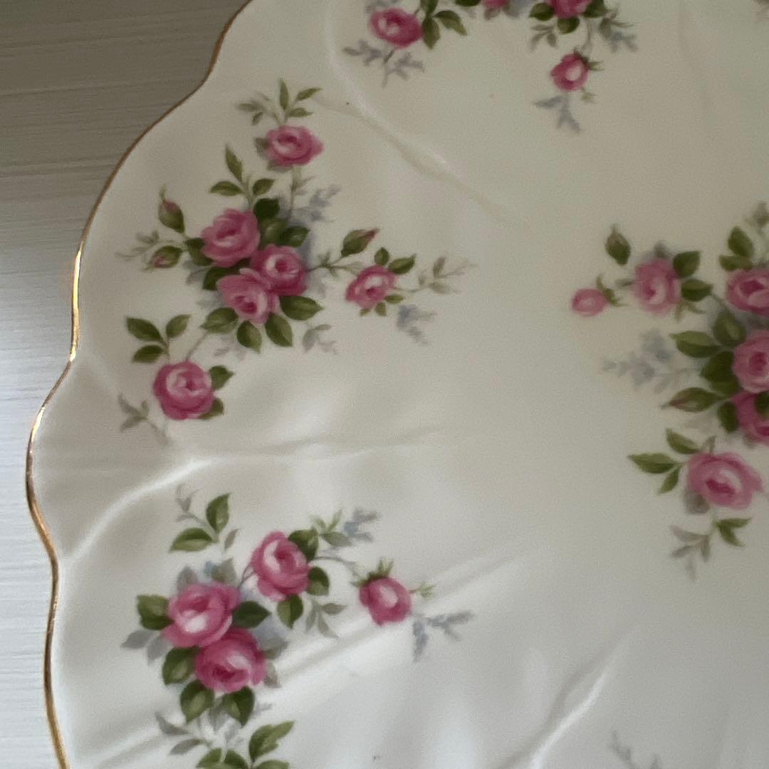 英国アンティーク エインズレイ グロットローズ 皿 ピンク　バラ　２２cm 美品