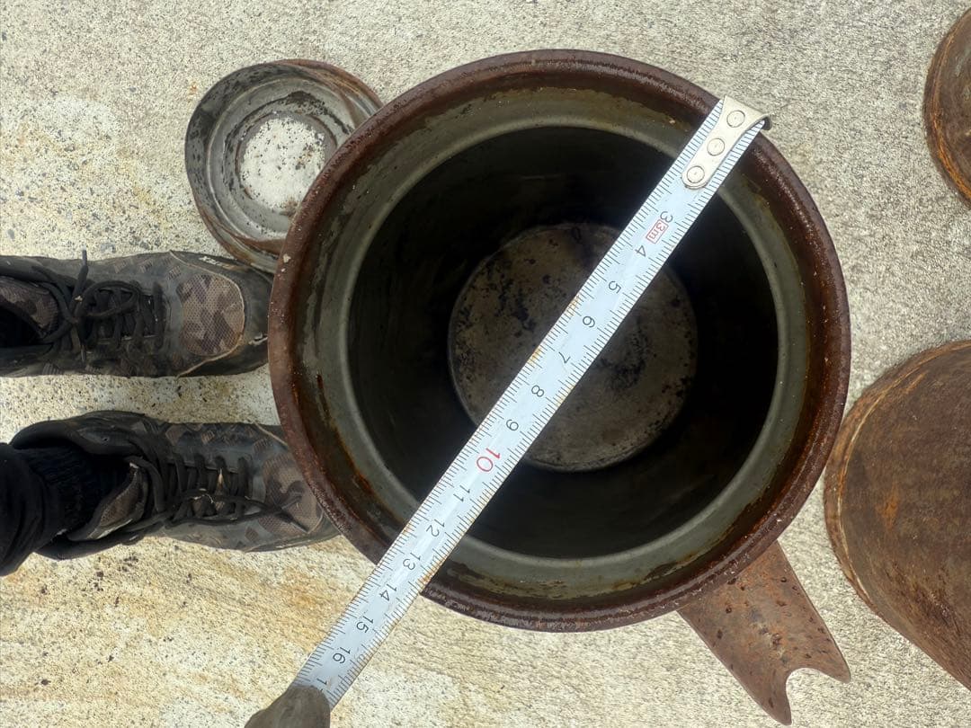 アンティークミルク缶 錆色 取っ手付き 3個セット