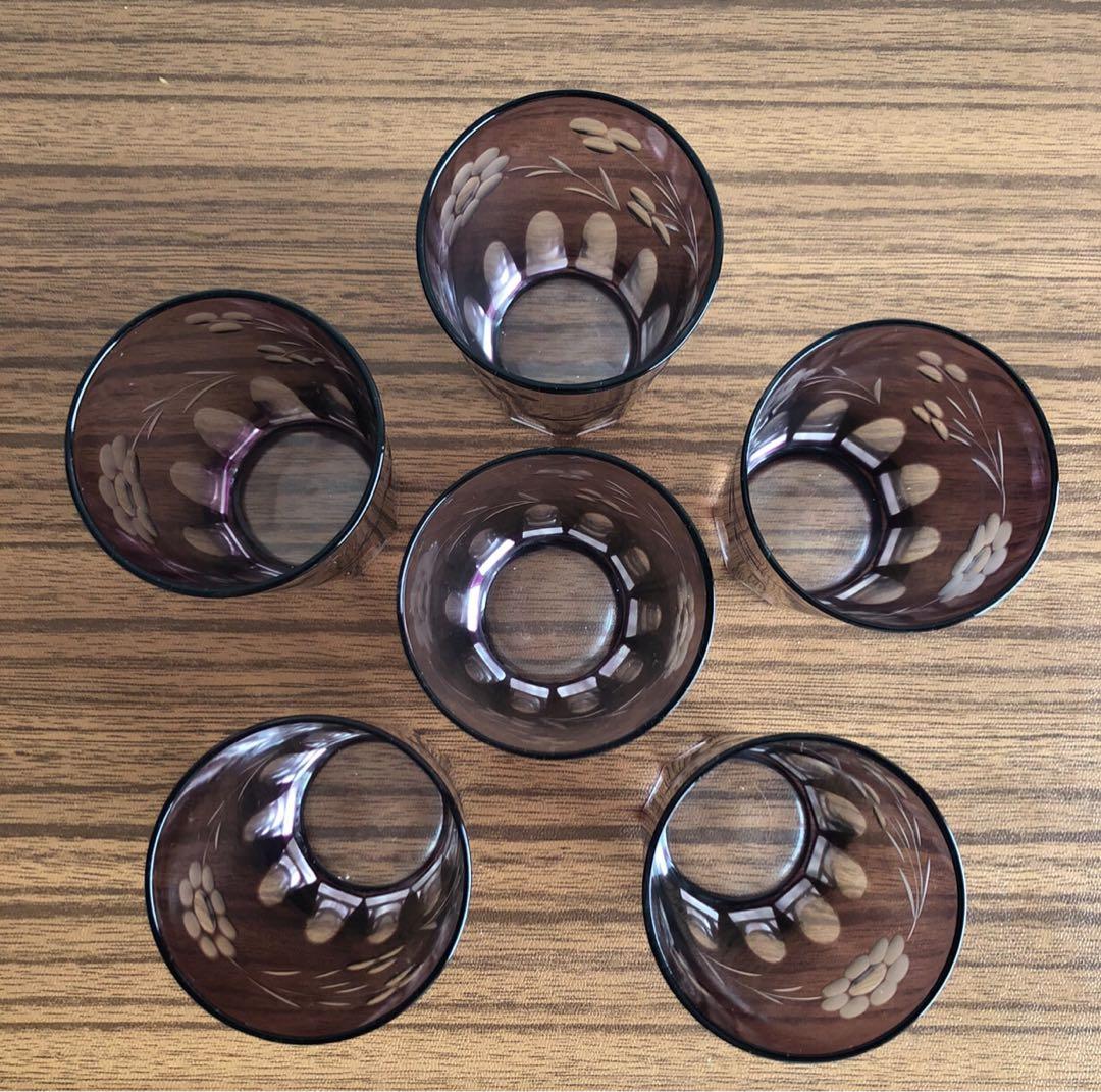 ＊当時物 大正浪漫 モダン切子 アールデコグラス６個セット