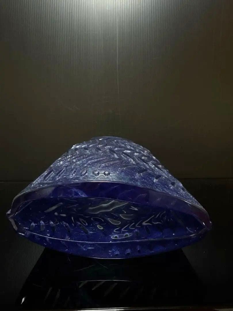 特大 Daum France クリスタル 青マーブル ガラス 花瓶 廃盤 貴重