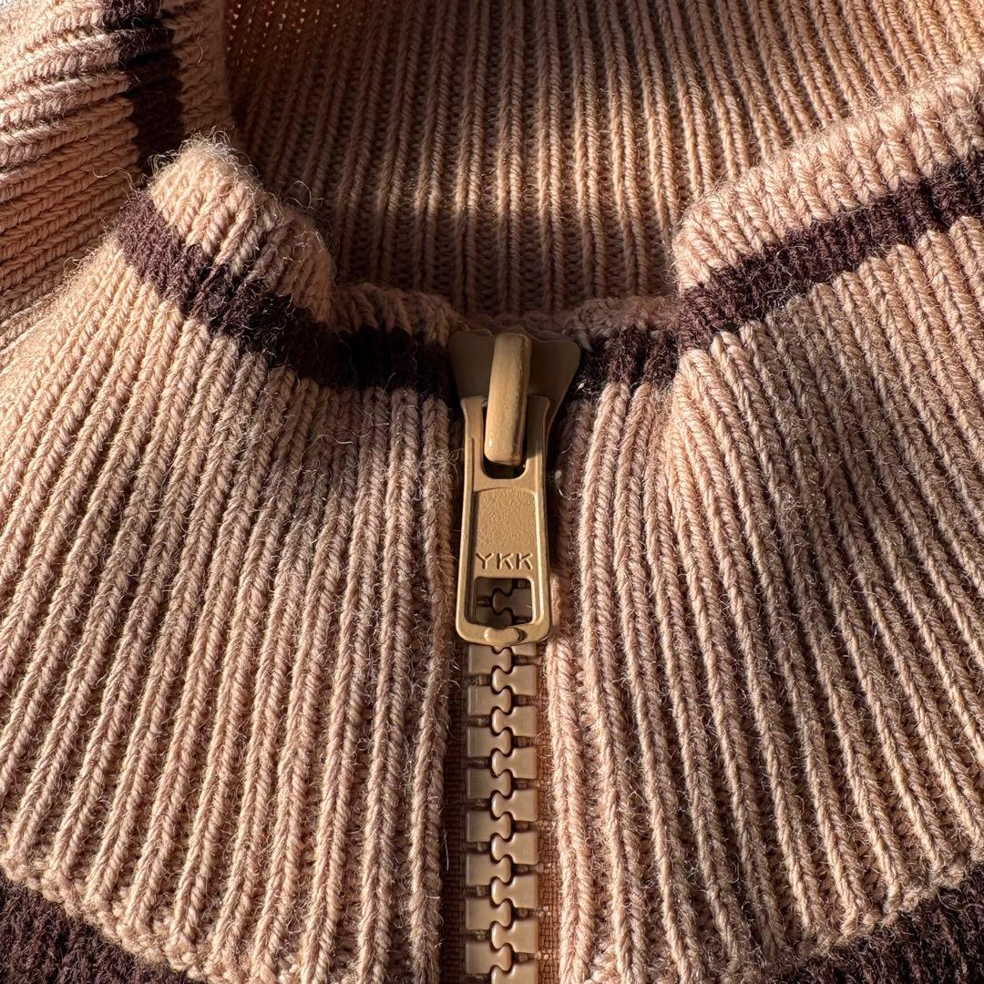 【希少】OLD STUSSY バイカラー ジップニット ブラウン ベージュ M