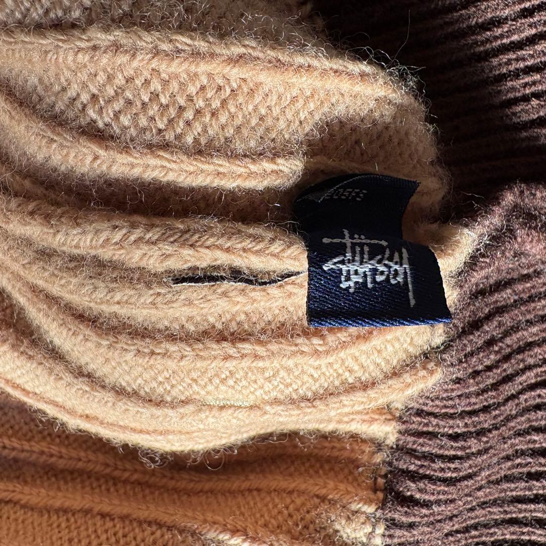 【希少】OLD STUSSY バイカラー ジップニット ブラウン ベージュ M