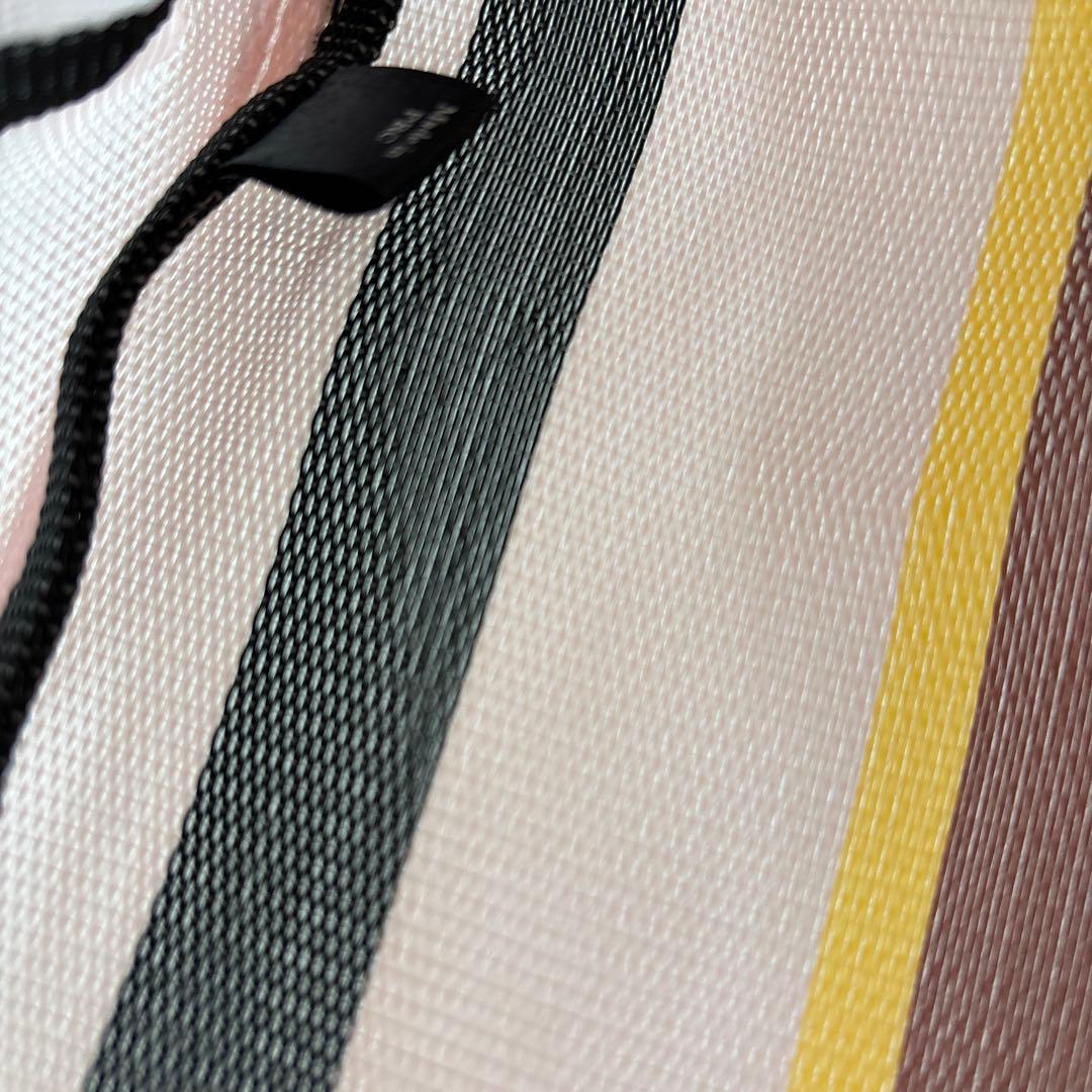 美品⭐️MARNIマルニ布袋付き可愛いピンク系ストライプ　メッシュトートバッグ