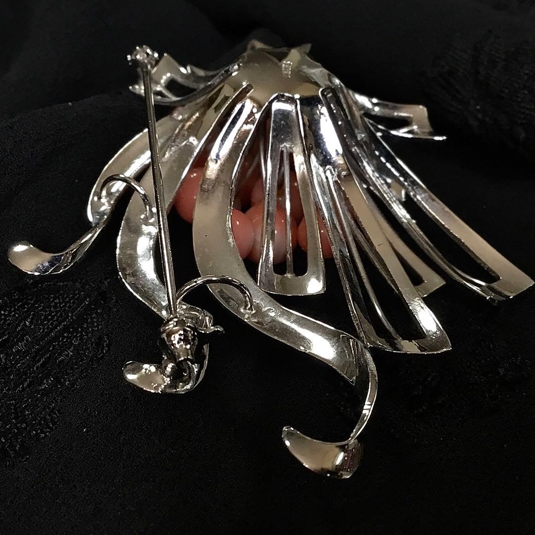 ブローチ◆珊瑚 / シルバー◆金工 コーラル サンゴ