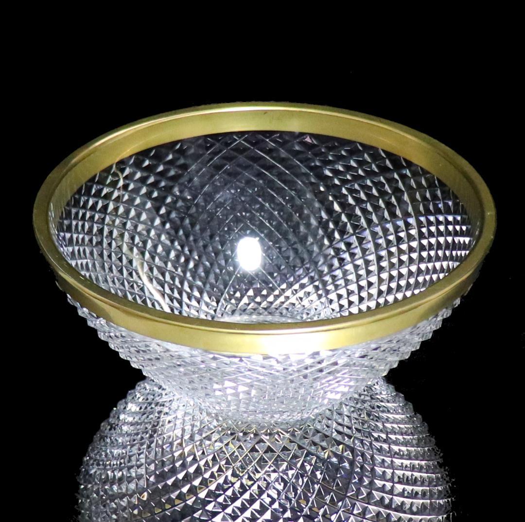 オールド・バカラ 春海商店特注 金縁霰切子鉢 大型 ギヤマン 義山 茶懐石道具