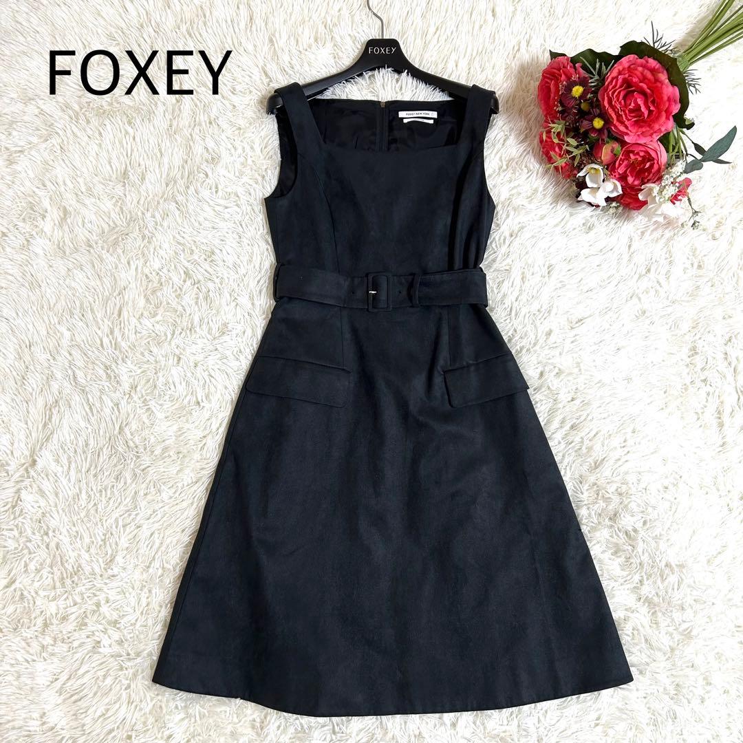 極美品✨2020年 フォクシー 定価7.4万✨ロゴジップ✨スエード ワンピース