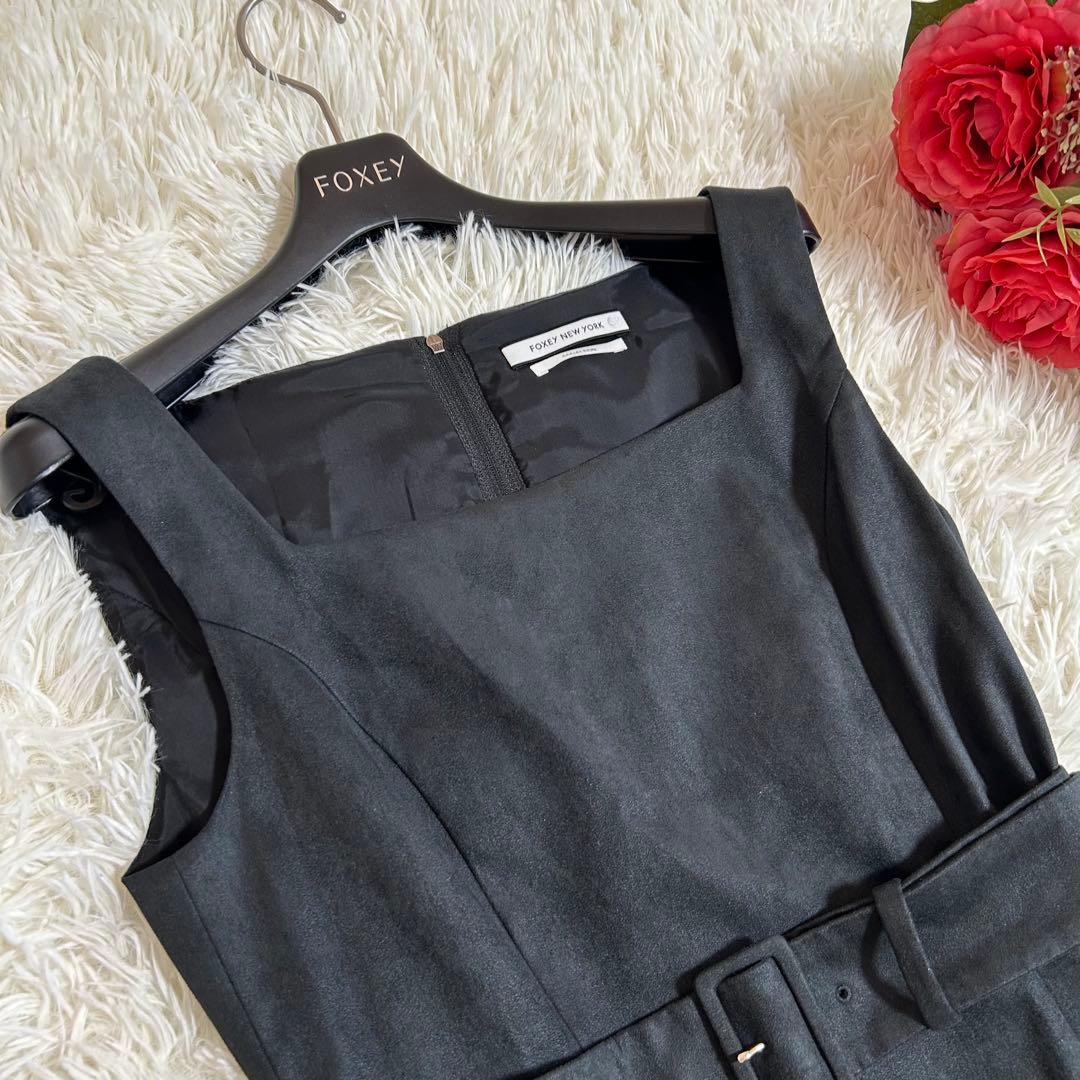極美品✨2020年 フォクシー 定価7.4万✨ロゴジップ✨スエード ワンピース
