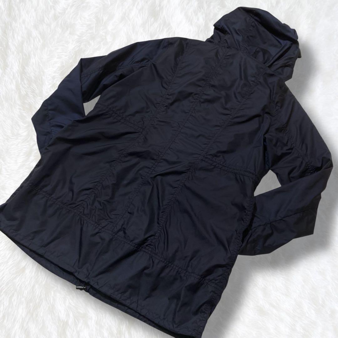 美品 マッキントッシュ ロンドン 撥水 ナイロンコート フーデッド ネイビー M