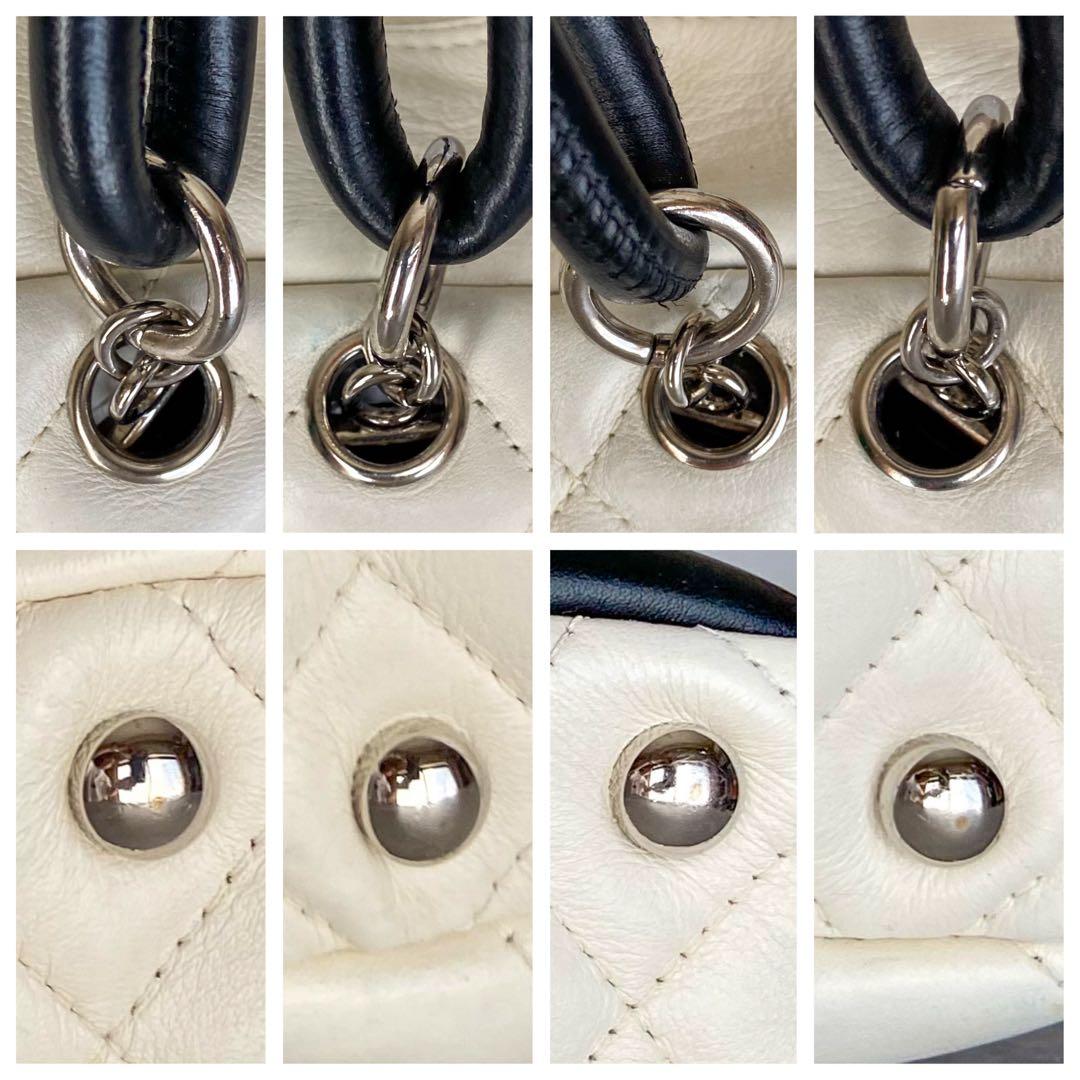 シャネル カンボンライン ラムスキン ショルダーバッグ ホワイト シルバー金具