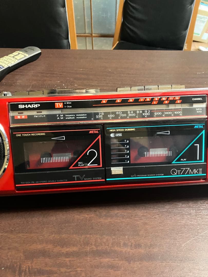 【昭和レトロ】SHARP シャープ ラジカセ QT77MKⅡ レッド　インテリア