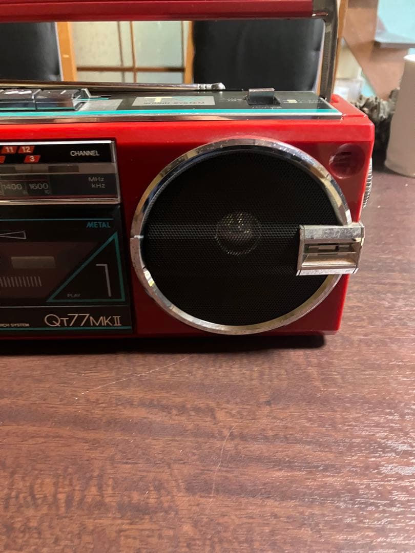 【昭和レトロ】SHARP シャープ ラジカセ QT77MKⅡ レッド　インテリア