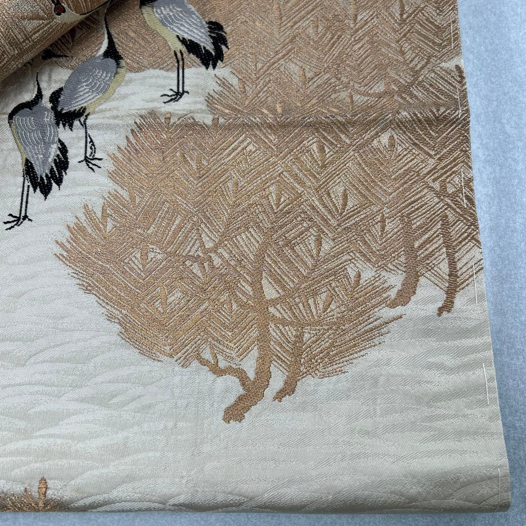 鶴模様の絹製丸帯0122