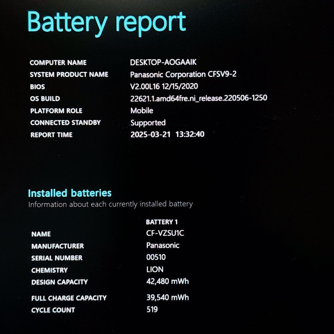 CF-SV9 超高速SSD256GB 第10世代 i5 Windows11