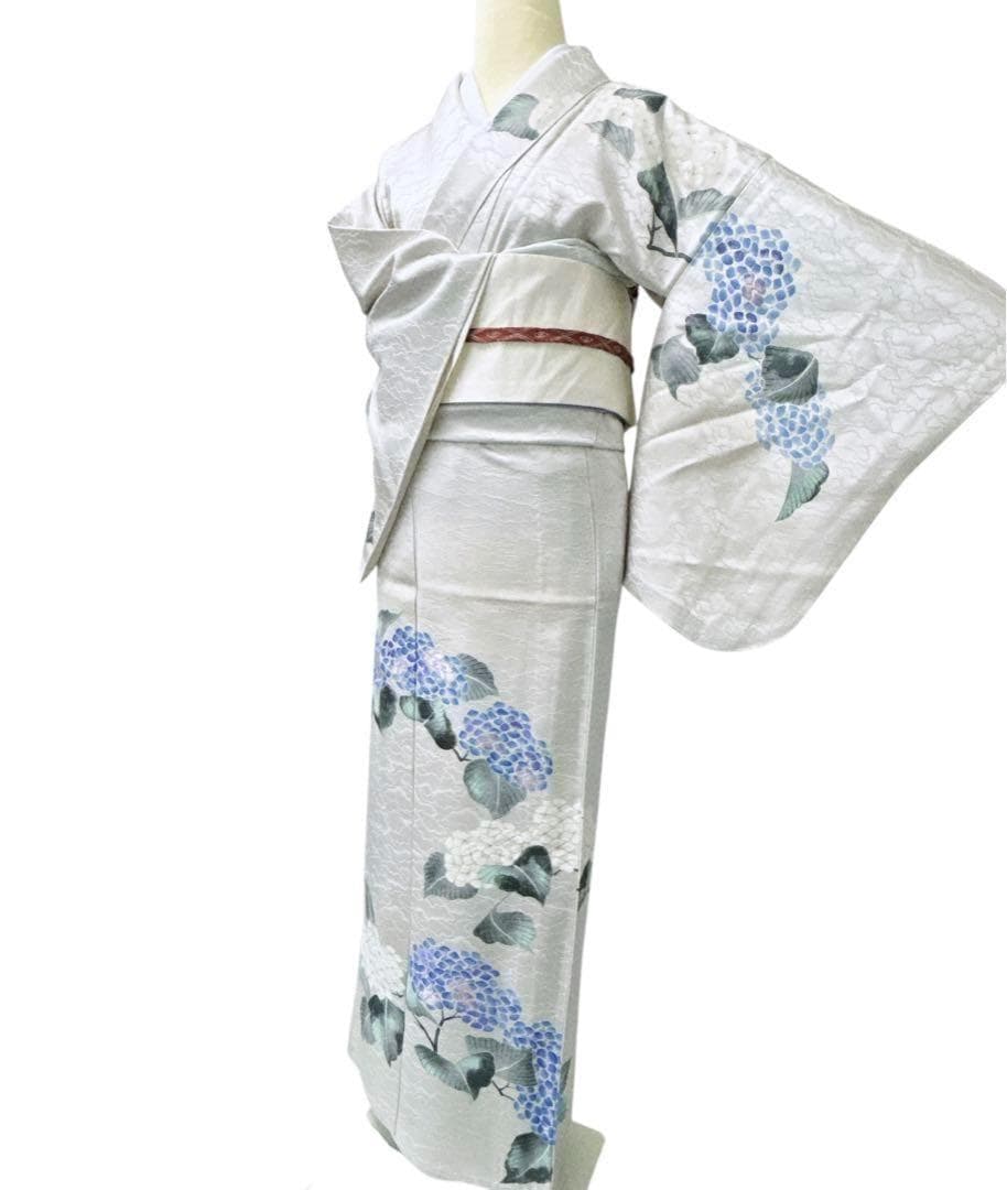 A66愛華 着物 刺繍　訪問着　単衣　おじさい模様　美品　正絹