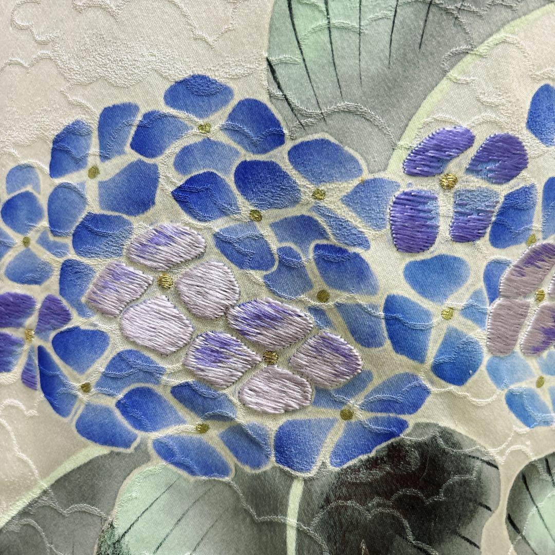 A66愛華 着物 刺繍　訪問着　単衣　おじさい模様　美品　正絹