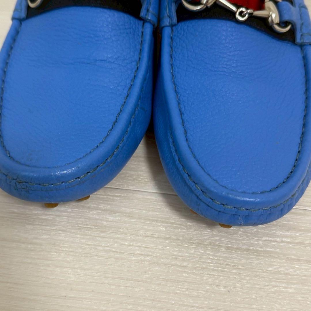 グッチ　 ドライビングシューズ　ホースビット　ビットローファー　ブルー 25cm