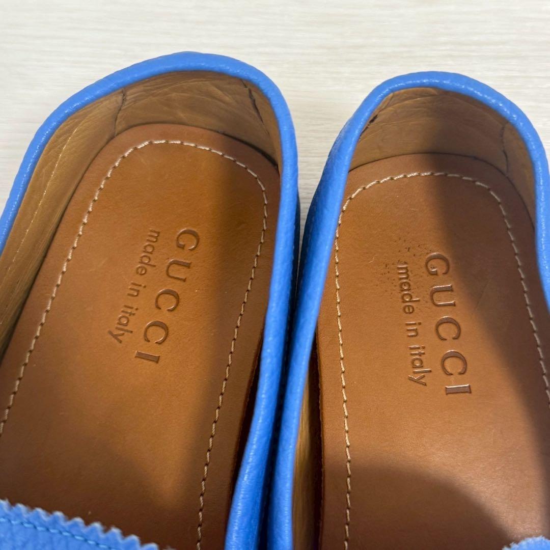 グッチ　 ドライビングシューズ　ホースビット　ビットローファー　ブルー 25cm