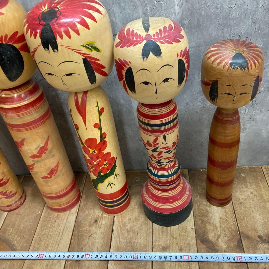 D-3 【希少】伝統こけし 6点セット まとめ売り（鳴子系・記念文字入り含む）