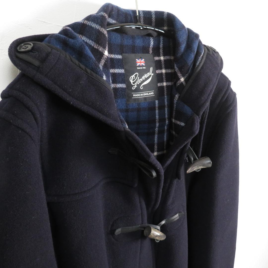 グローバーオール 英国製 ダッフルコート 濃紺 EUR44 ロング丈 ネイビー