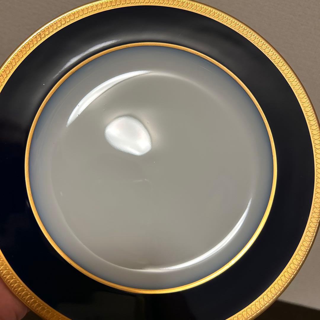 大倉陶園　瑠璃片葉金蝕　デザートプレート　20.5cm 未使用