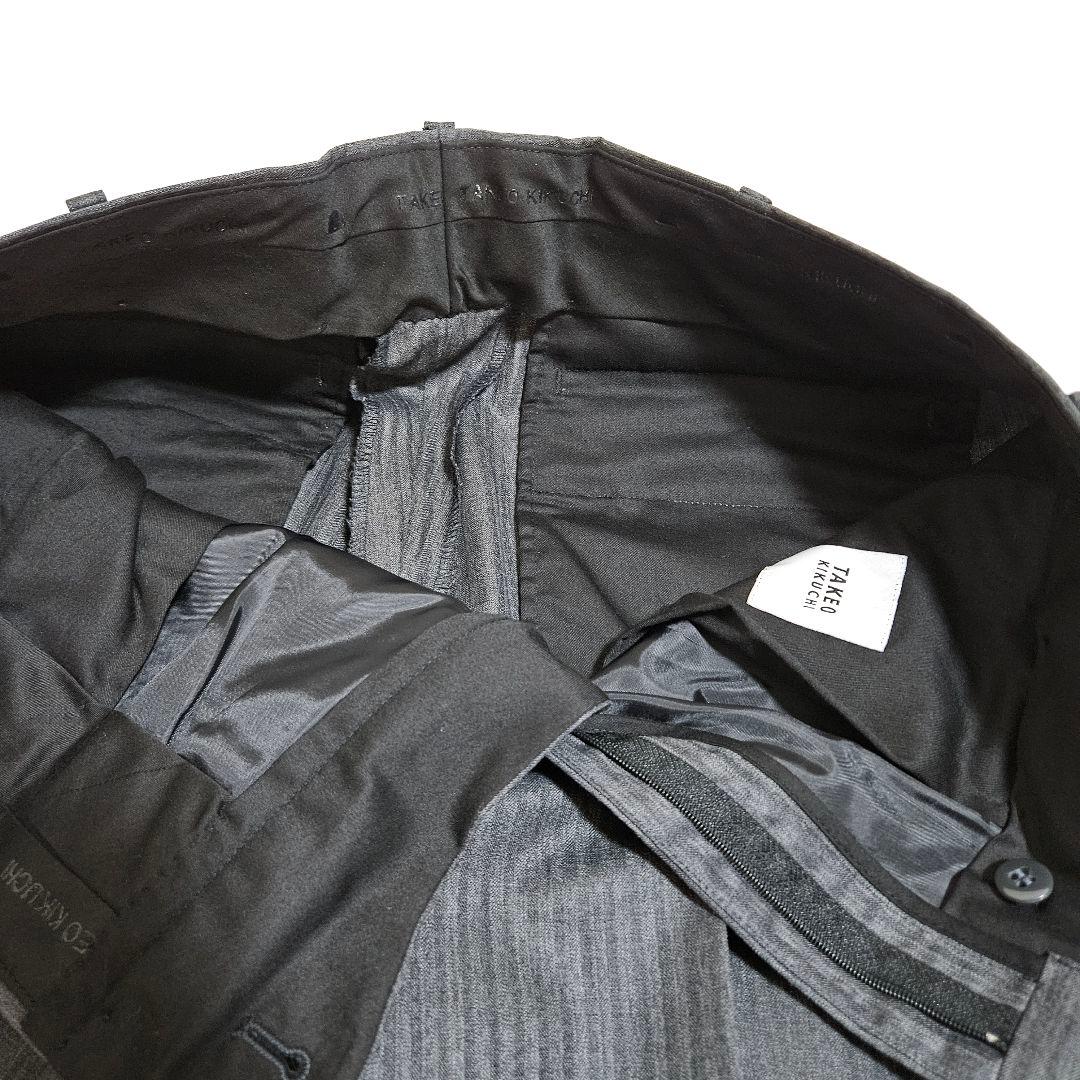 ✨極美品 タケオキクチ スーツ セットアップ グレー ストライプ ウール 3