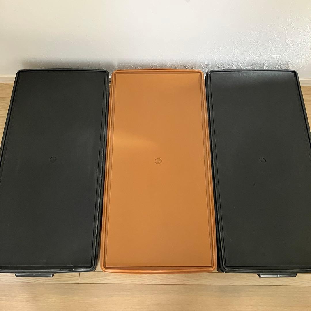 タッパーウェア ロングスーパーケース3個セット 黒2 セピア1