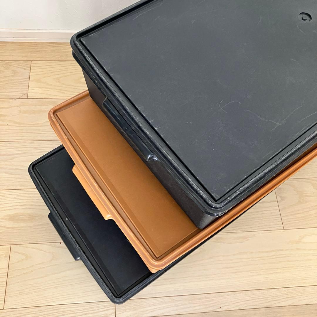 タッパーウェア ロングスーパーケース3個セット 黒2 セピア1