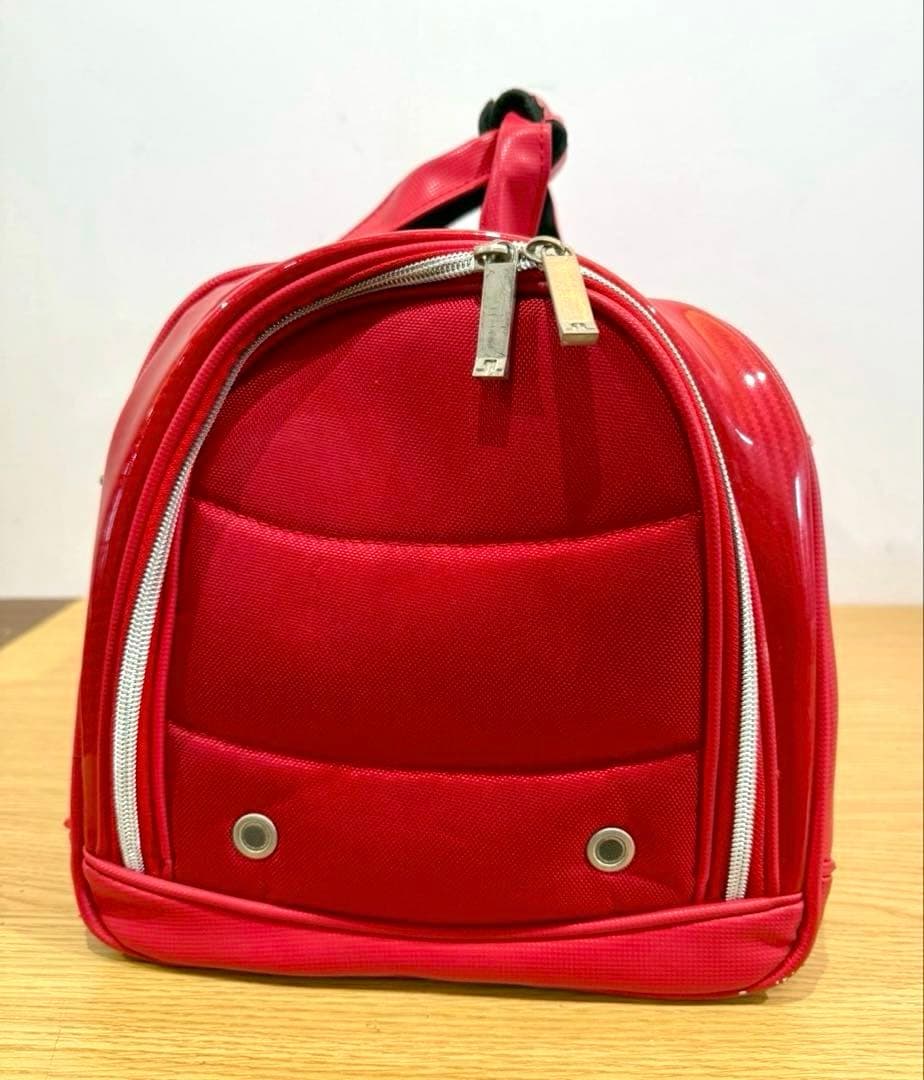 【極美品】J.LINDEBERG 2WAYボストンバッグ 赤 シューズポケット付