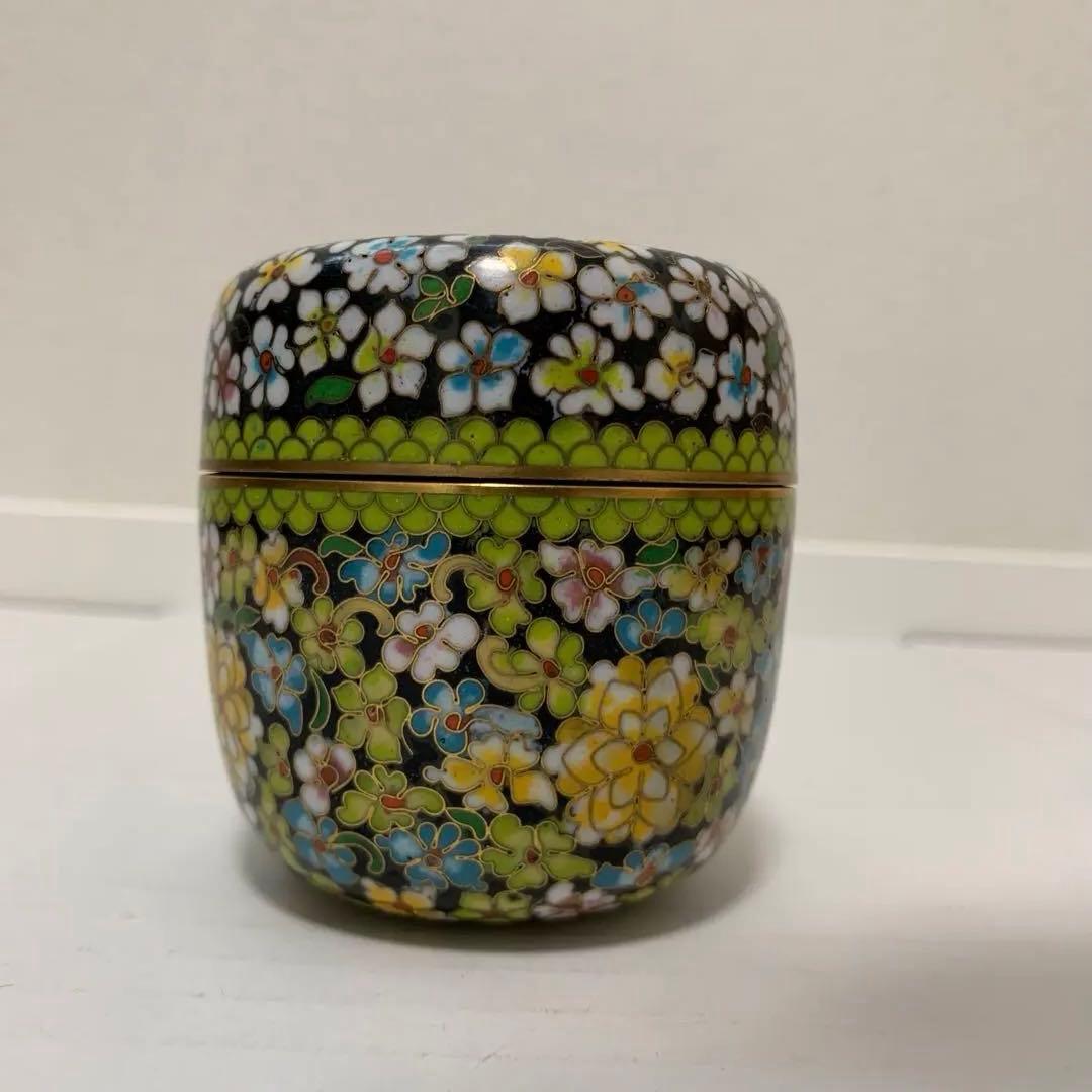 中国　景泰藍萬花棗　有線七宝