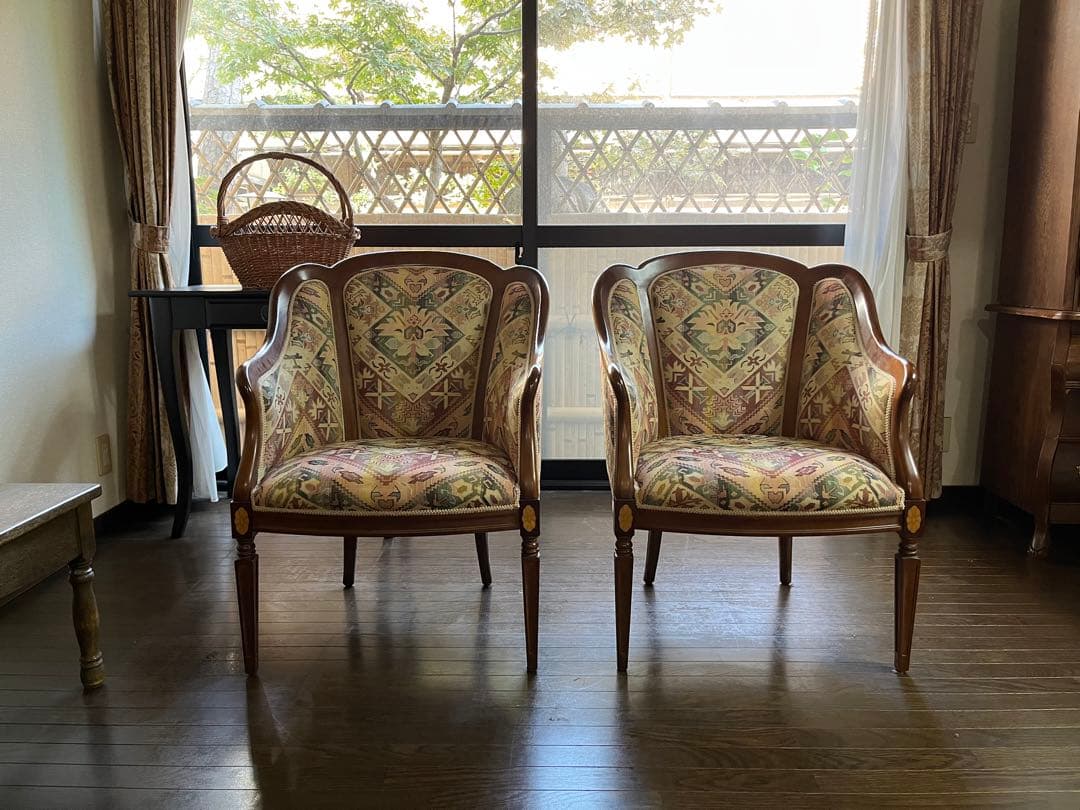 シングルソファ ② アンティーク インテリア イタリア 象嵌