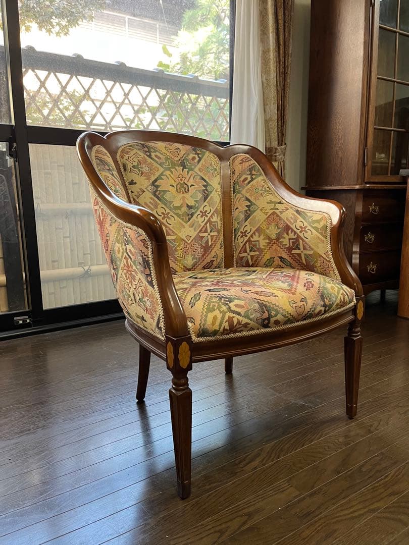 シングルソファ ② アンティーク インテリア イタリア 象嵌