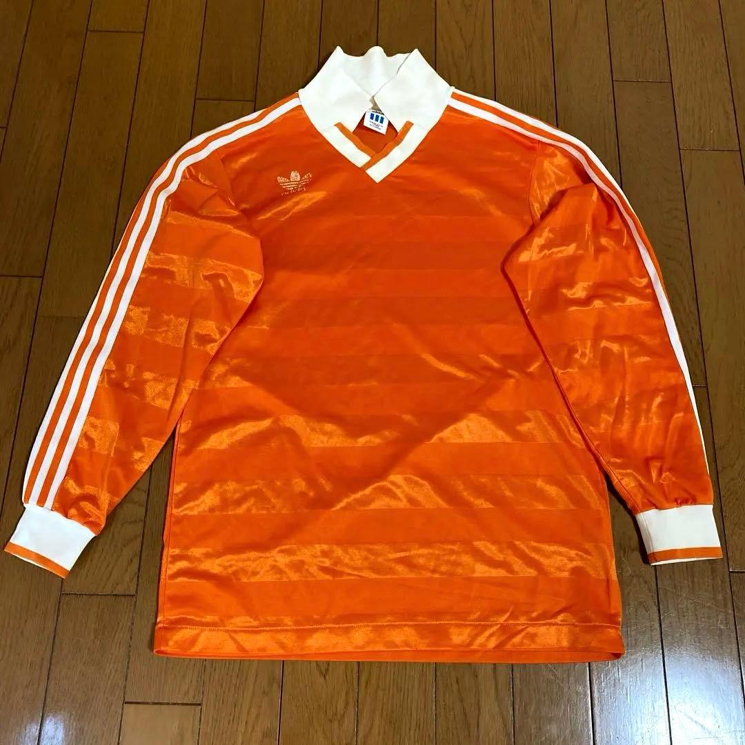 adidas デサント　80〜90s 長袖 オレンジ　ヴィンテージ　トレフォイル