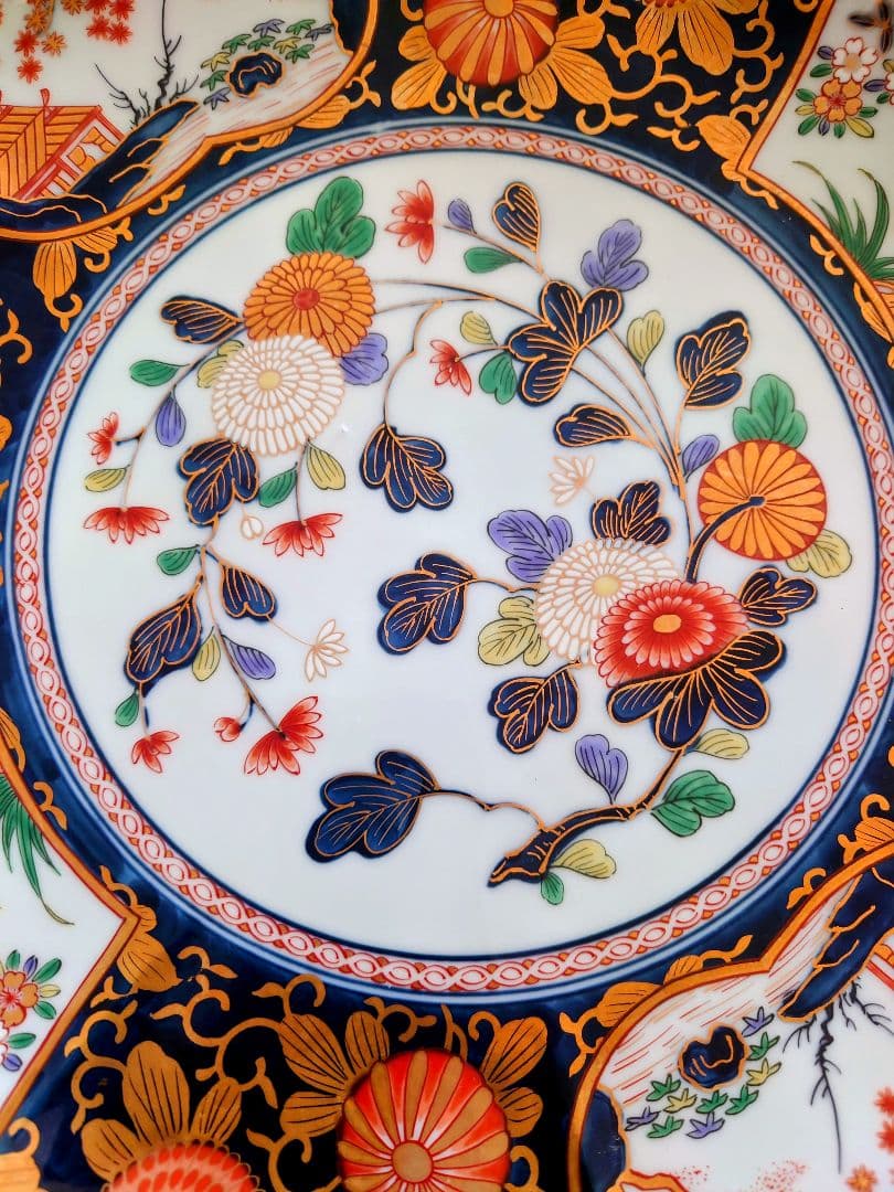 古伊万里・琳派・金彩中皿34センチ 基泉窯(新品・未使用)