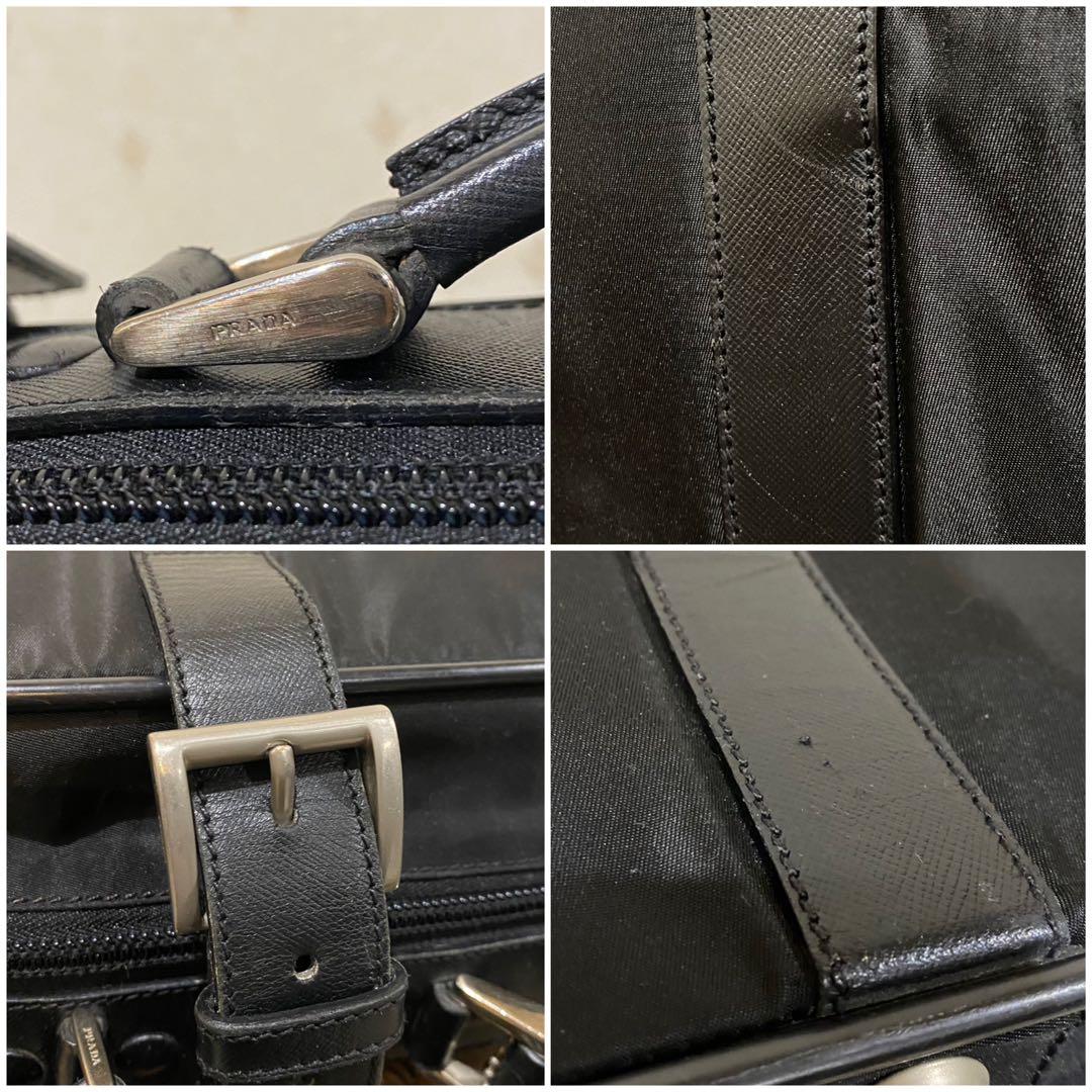 PRADA ビジネスバッグ 三角ロゴ ナイロン×サフィアーノレザー