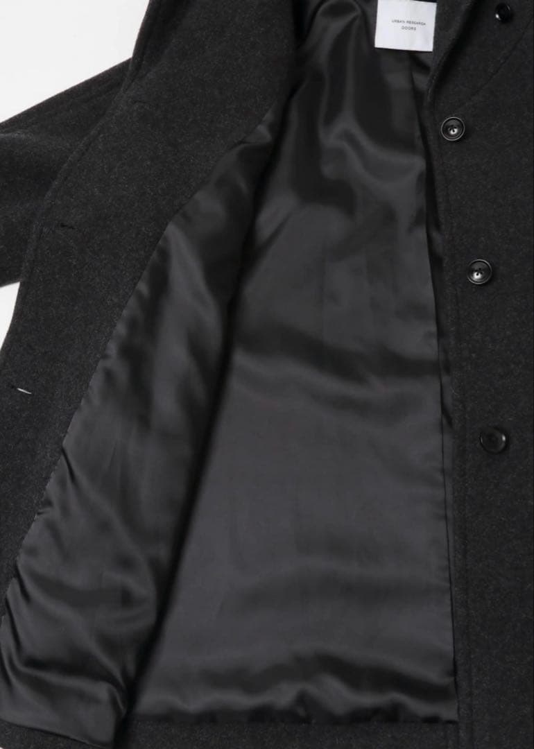 新品　エアリーウールフードコート　杢CHARCOAL