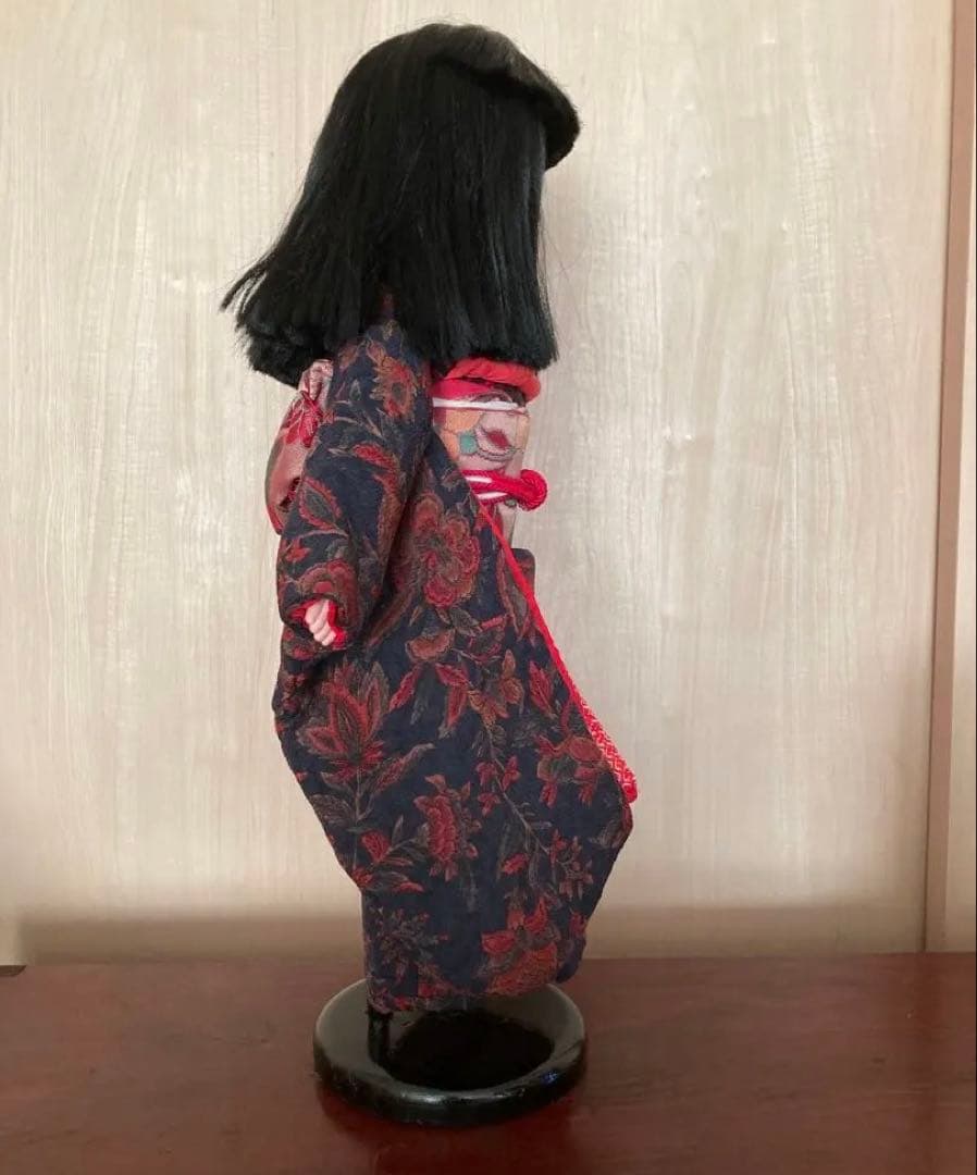 お値下げ美品【工房朋】女の子45cm市松人形森重春幸抱古布着せ替え人形旧家蔵出