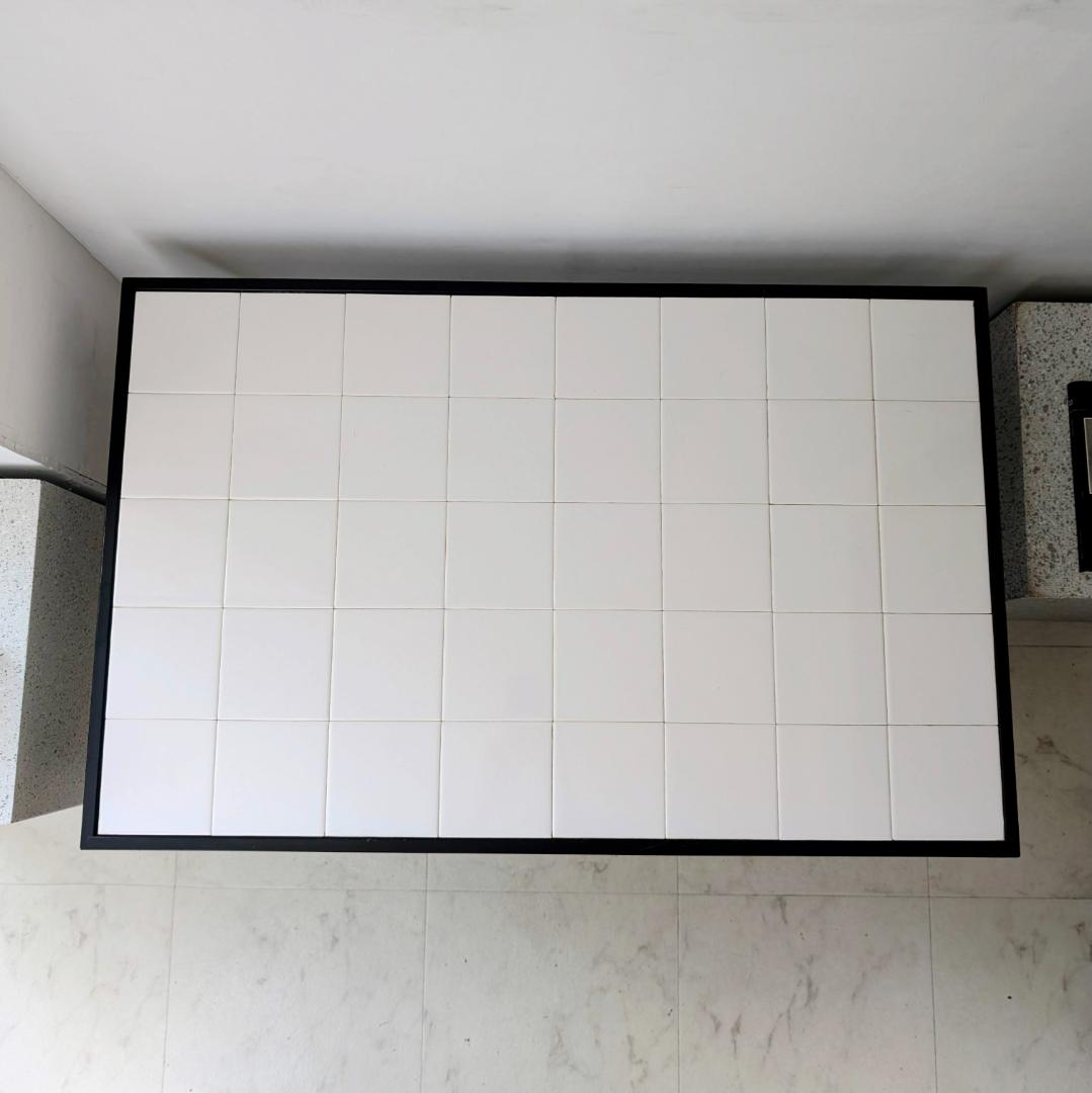 アイアンフレーム タイル テーブル 白 90s ビンテージ ミッドセンチュリー