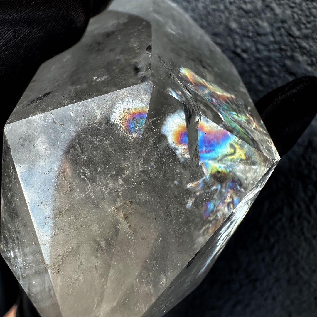 高品質 浄化❗️超強いパワーレインボー☆ヒマラヤ水晶六角柱 天然石 原石A1150