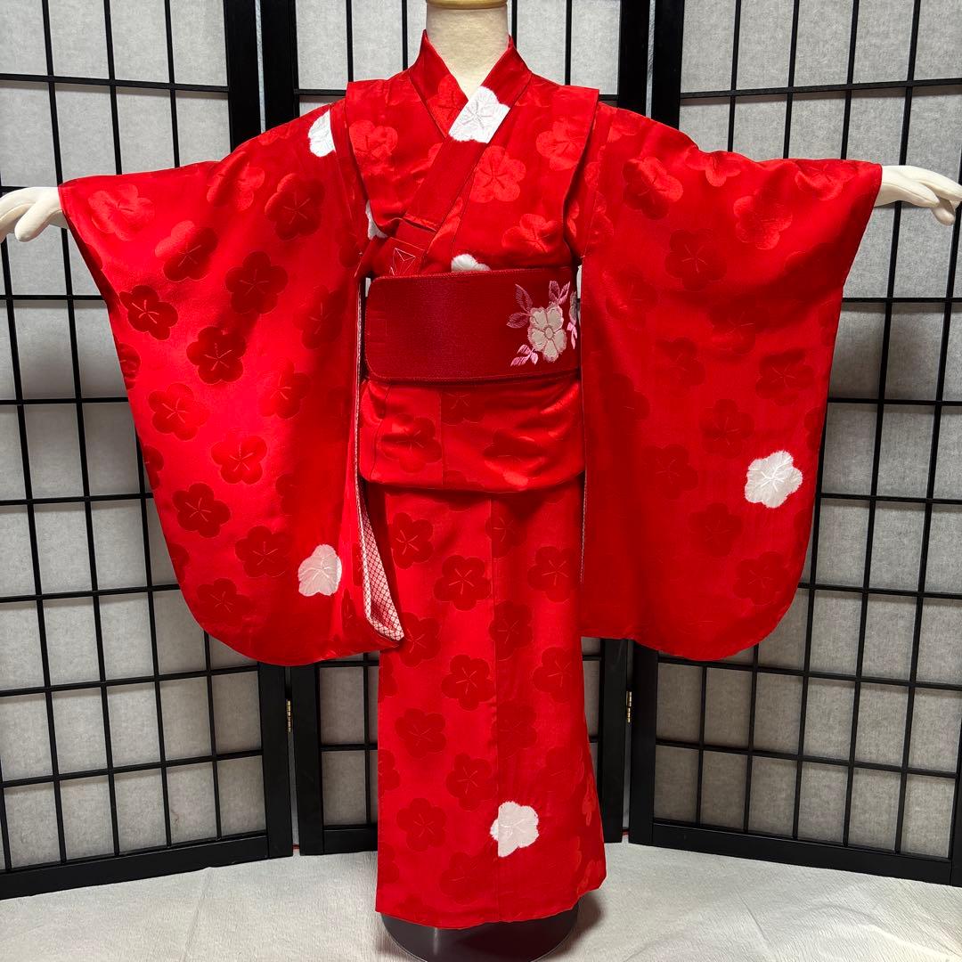 七五三　着物セット　被布　7歳　赤色　白色　美品