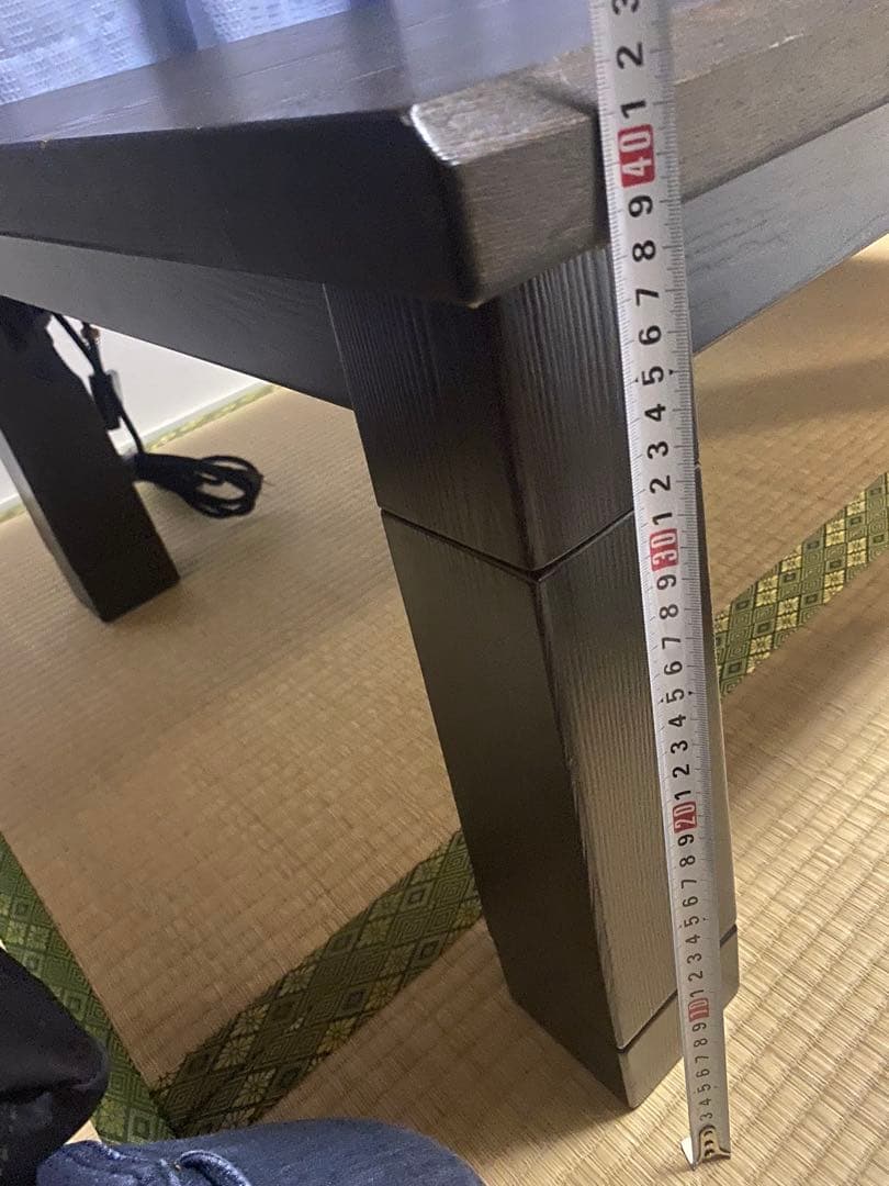 ダークブラウン 木目調　こたつ 縦約105cm x 横74cm高さ約42cm