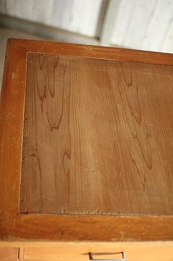 古い木製の机　引き出し2杯　作業台　ワークデスク　テーブル　古家具　アンティーク