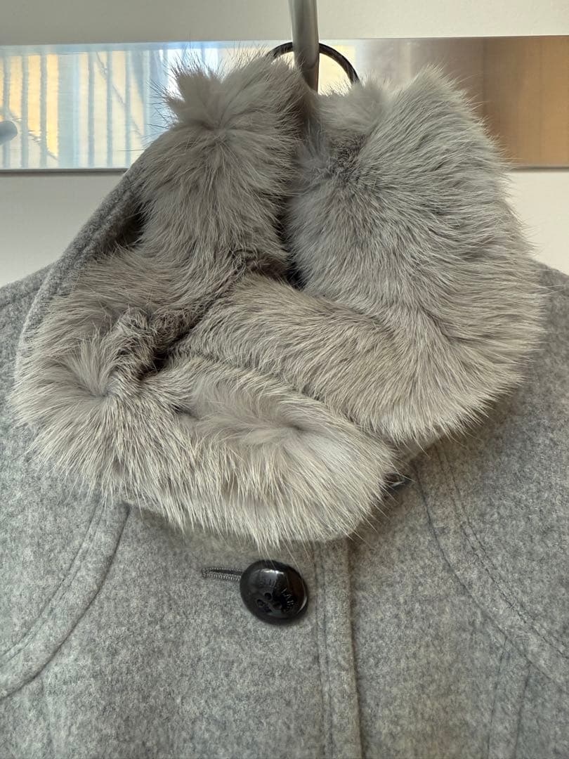 【BLUE LABEL CRESTBRIDGE】ラビットファーウールコートグレー