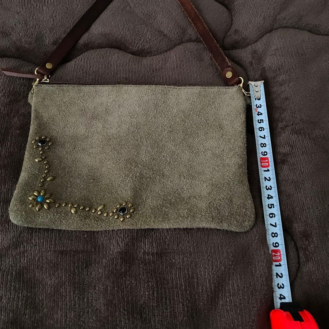 鮎*師様 スウェード サコッシュ スタッズ　FLOWER GOLD TURQUO