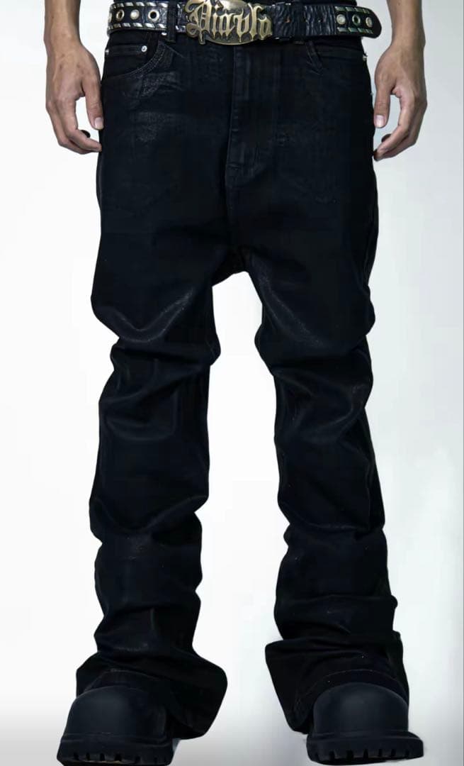 SAINT GOAT クロスコーティングフレアデニムパンツ