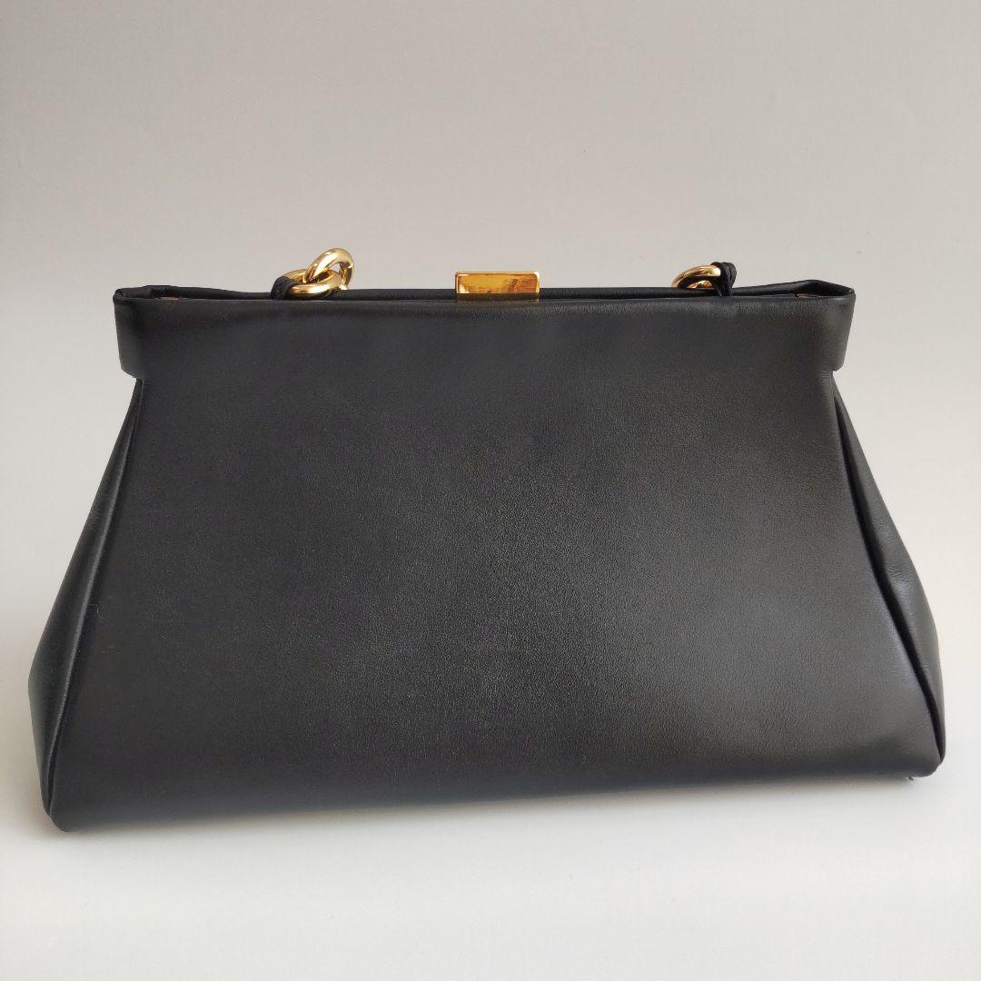 美品 デメリエー レザー ゴールド チェーン ショルダーバッグ ブラック